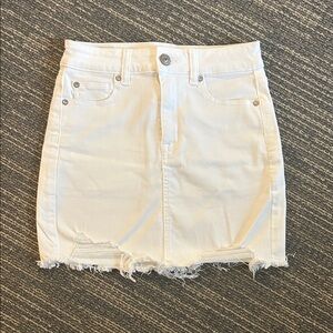 White Distressed Denim Skirt